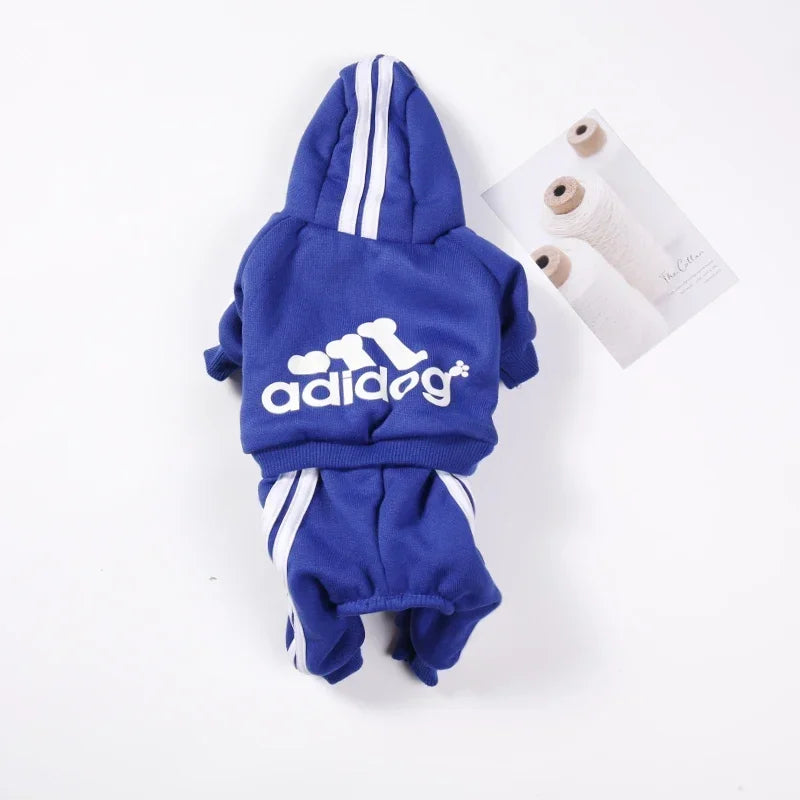 Warm Polyester Dog Jumpsuit for Small & Medium Dogs – Puppy Outfit for Chihuahua, Pug, French Bulldog Blue
