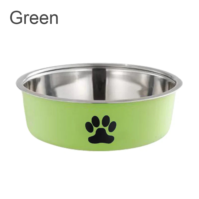 Non-Slip Stainless Steel Pet Bowl for Small Dogs & Cats - Food-Grade Water & Feeding Bowl (Multiple Sizes) Green