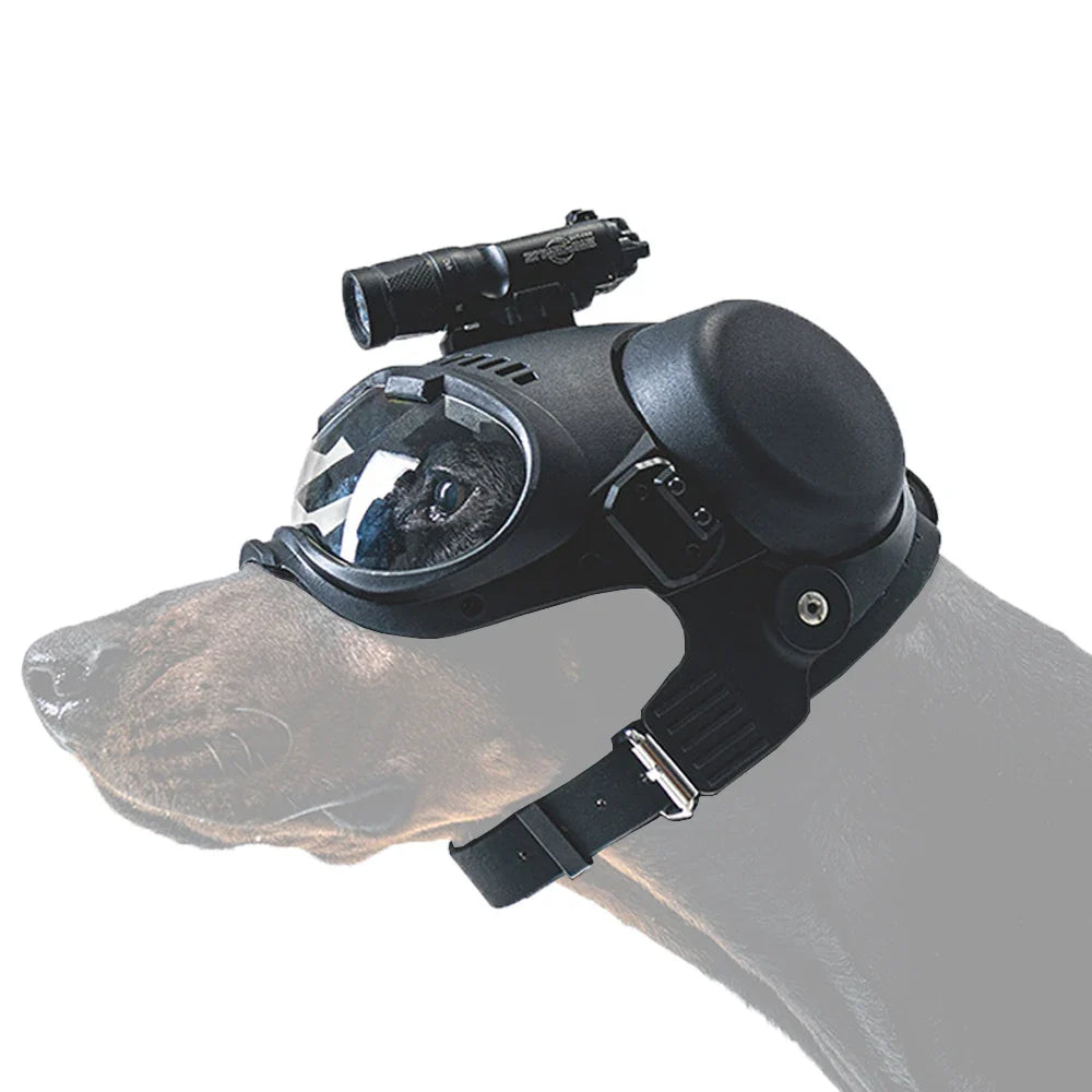 Tactical Dog Outdoor Hunting Training K9 Helmet, Large Dog Patrol Dogs Sheepdog Pet Motorcycle Protective Helmet with Goggles