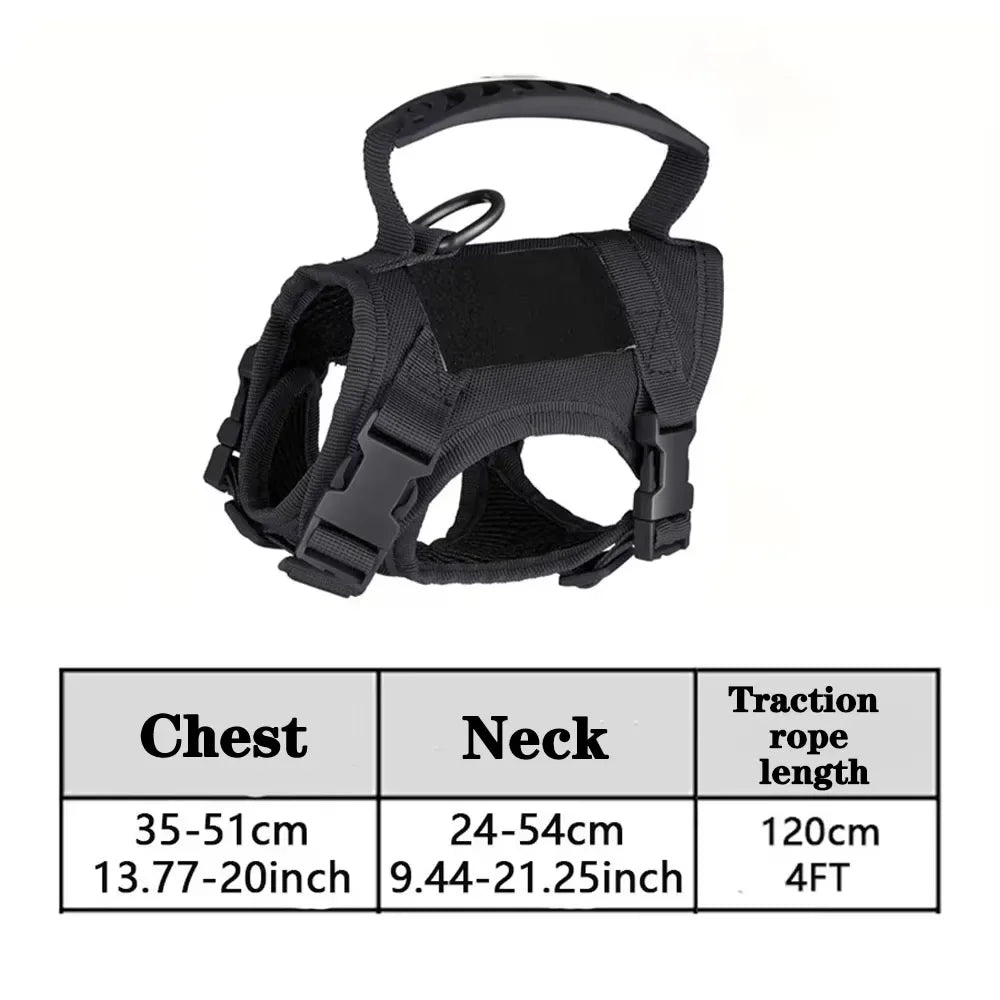 Tactical Cat Dog Harness Leash Adjustable Soft Mesh Pet Vest Cats Escape Proof Vest for Working Training for Large Cat/Small Dog Black