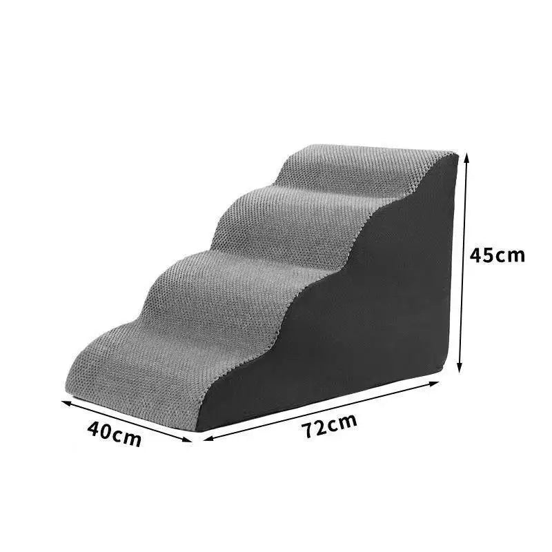 Curved Foam Pet Stairs for Dogs and Cats — 2–5 Step Non-Slip Ramp Fits Beds Up to 24 in (61 cm) GRAY-40x72x45cm
