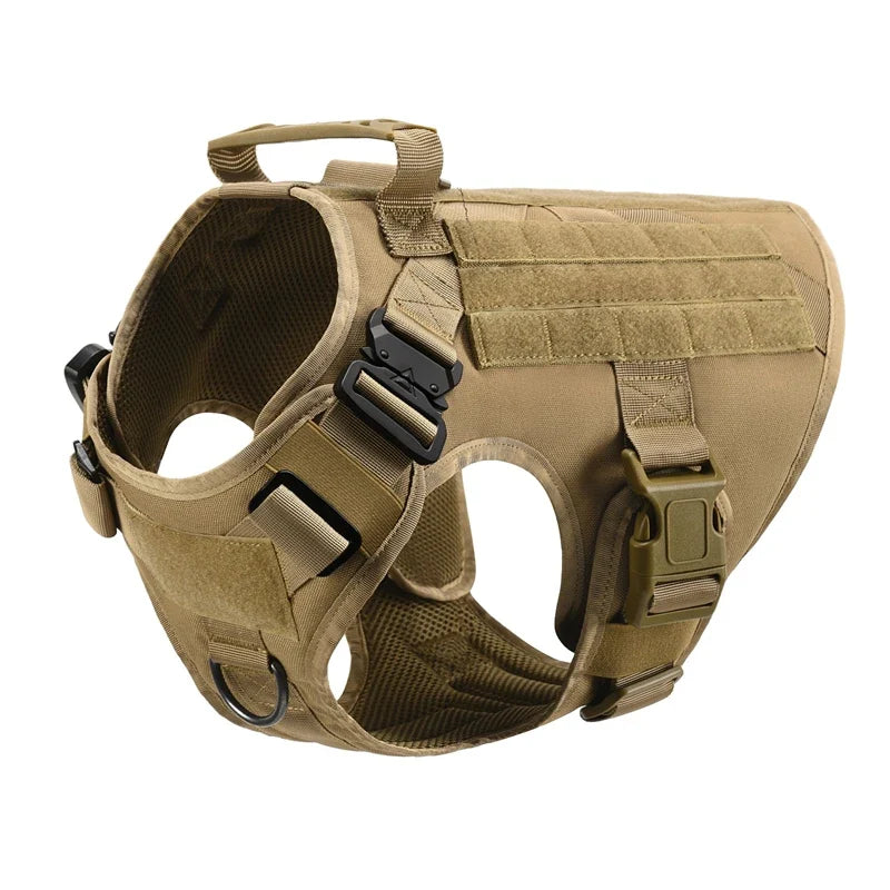 Tactical Military Vest Pet German Shepherd Golden Retriever Tactical Training Dog Harness and Leash Set For All Breeds Dogs Brown Harness