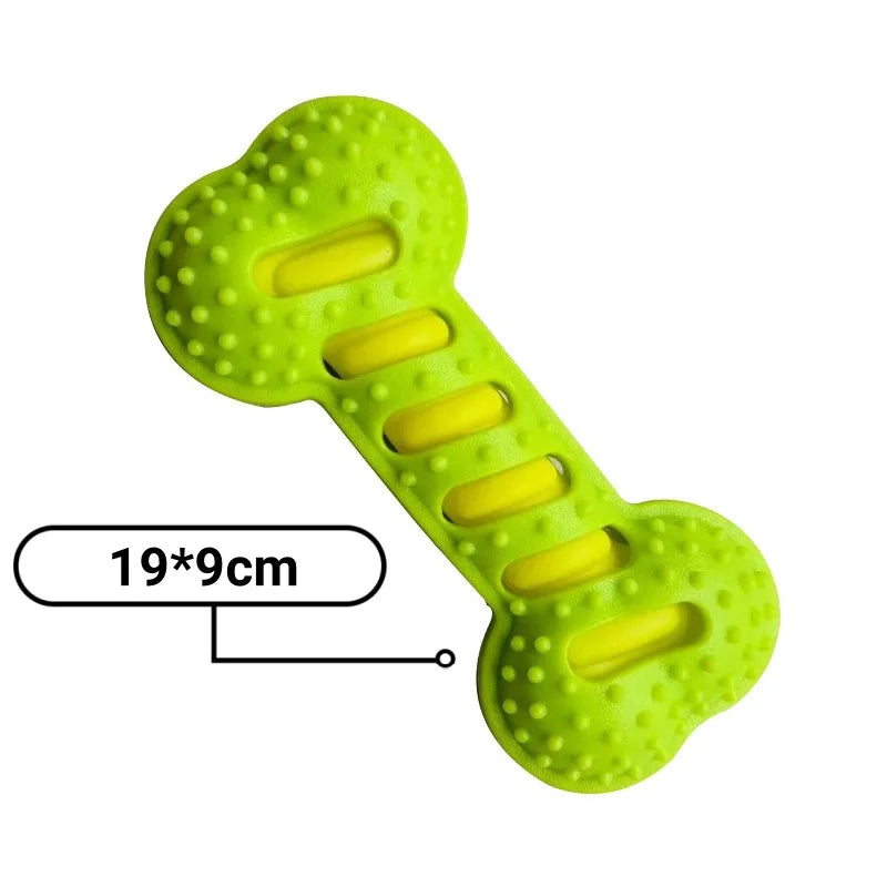 Squeaky Dog Chew Toy - Bite-Resistant Puppy Toothbrush for Teeth Cleaning & Massage, 7.5 x 3.5 in (19 x 9 cm) green China Mainland