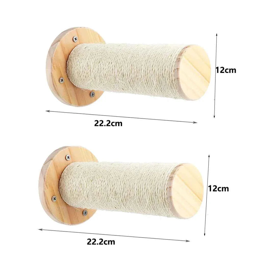 Wall-Mounted Cat Climbing Rope – Solid Wood Pedals & Sisal Scratch Training Toy for Indoor Cats 2pcs scratching post