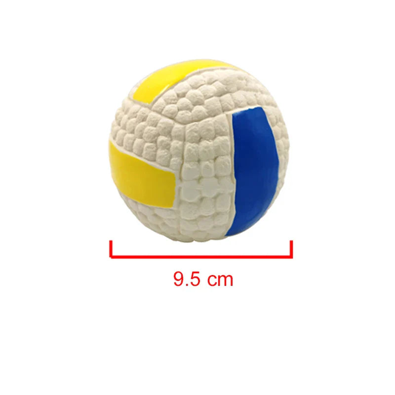 Dog Squeaky Latex Ball Chew Toy – Dental Cleaning Training & Interactive Play (Rugby, Tennis, Volleyball, Football, Basketball Shapes) Volleyball L