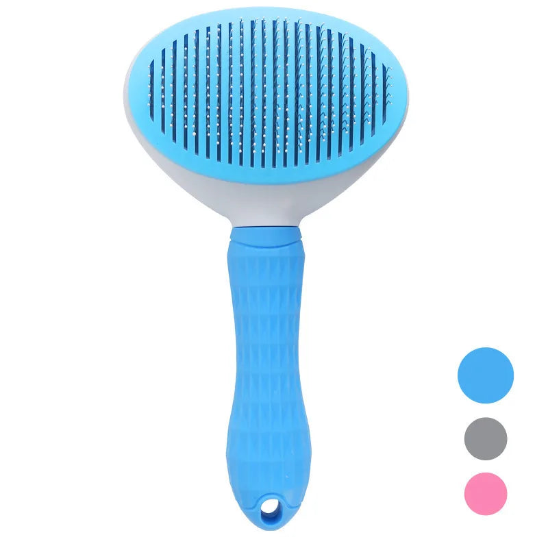Pet Deshedding Comb | Self Cleaning Needle Brush for Dogs and Cats Blue 1