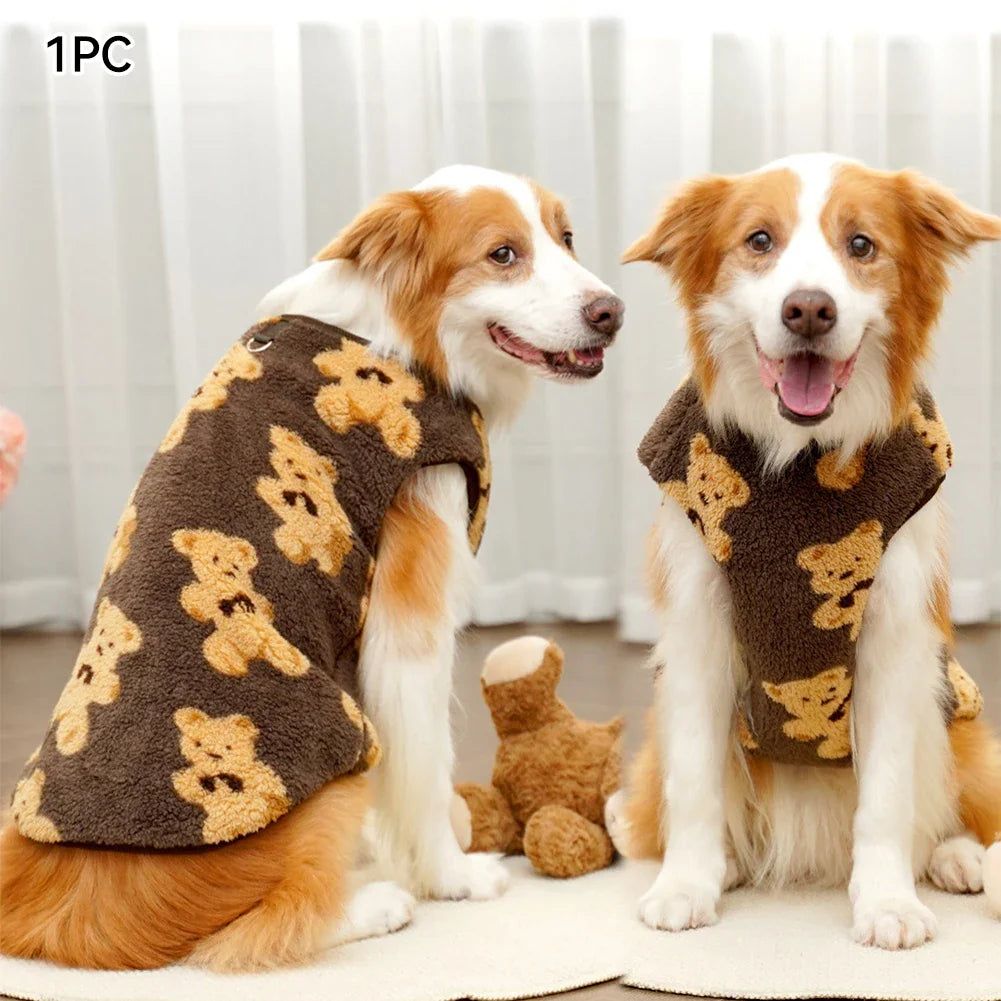 Warm Flannel Dog & Cat Winter Coat Jacket - Sizes M–7XL (2.5–35 kg / 5.5–77 lb) Brown Bear