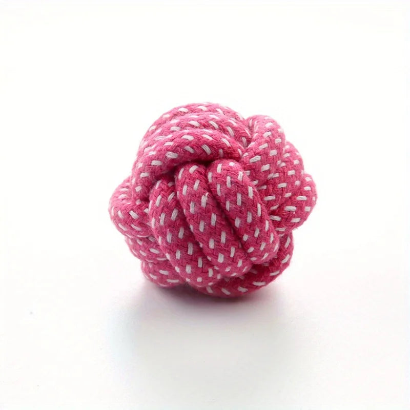 Candy-Colored Cotton Rope Ball Chew Toy for Dogs & Cats — Durable Tug & Fetch Pet Toy Pink S