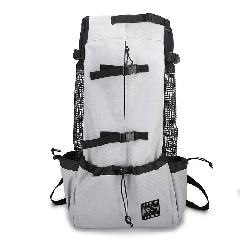 Nylon Dog Carrier Backpack for Small & Medium Dogs, Breathable Cycling Pet Carrier, Up to 30 kg (66 lb) Light Gray