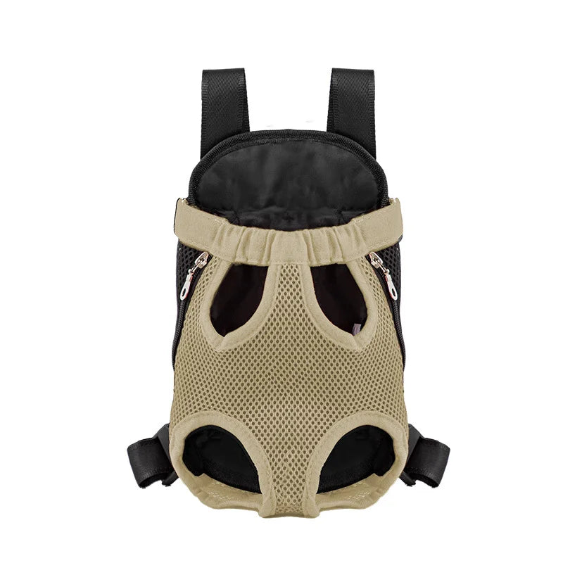 Breathable Camouflage Mesh Dog Carrier Backpack — Adjustable Pet Backpack for Small Dogs up to 22 lb (10 kg) Beige Grid