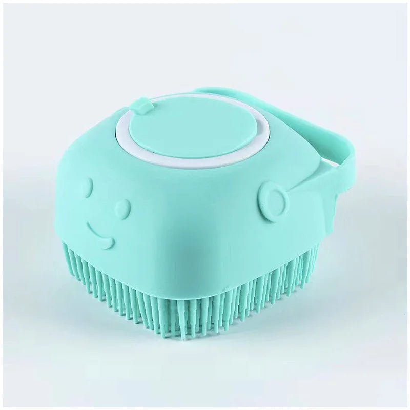 Silicone Pet Bath Massage Brush Glove for Dogs & Cats - Soft Grooming & Bathing Tool Square Blue