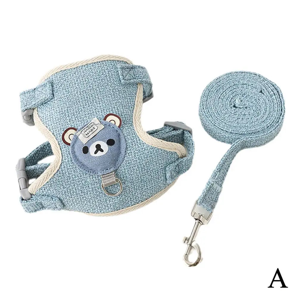 Cute Bear Vest Style Pet Leash for Small Pets Blue CN