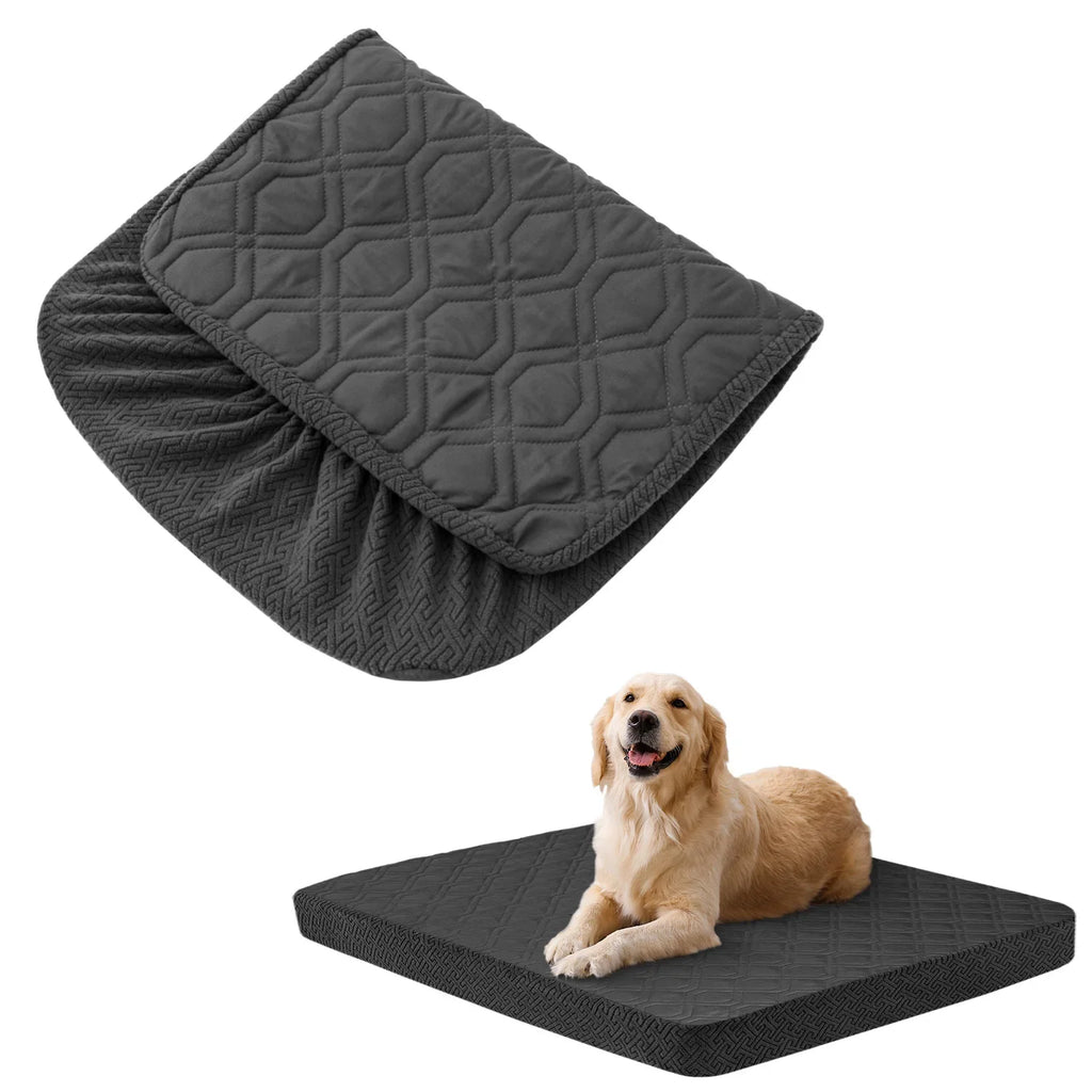 Dog Bed Covers Replacement Washable - Waterproof Dog Bed Covers Quilted, Water Absorbable Pet Puppy Bed Cover for Dog Cat Dark Grey 40X53 INCH