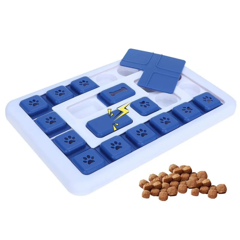 Interactive Dog Squeak Puzzle Toy with Treat Dispenser – Memory Training Slow Feeder, Dishwasher-Safe Plastic SL3 Blue