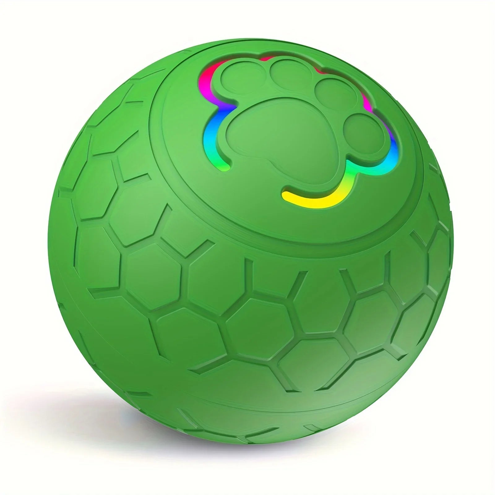 Interactive Rechargeable Pet Toy Ball – Automatic Bouncing & Rolling with RGB LED Lights for Dogs & Cats Upgrade Green 300mAh