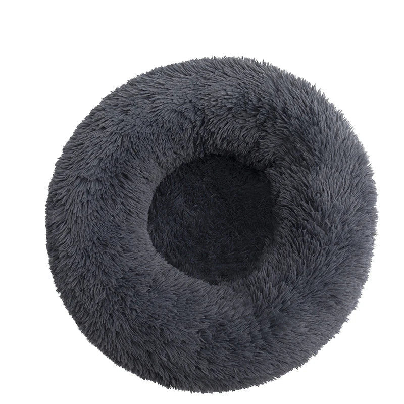 Orthopedic Donut Pet Bed – Calming Anti-Anxiety Round Dog & Cat Sofa, Washable Plush Bolster Bed (Fits 15.7–39.4 in / 40–100 cm) dark gray