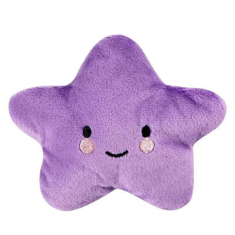 Squeaky Plush Pentagram Pet Toy for Dogs & Cats, Soft Fleece Squeaker, 3.9-5.1 in (10-13 cm) PURPLE