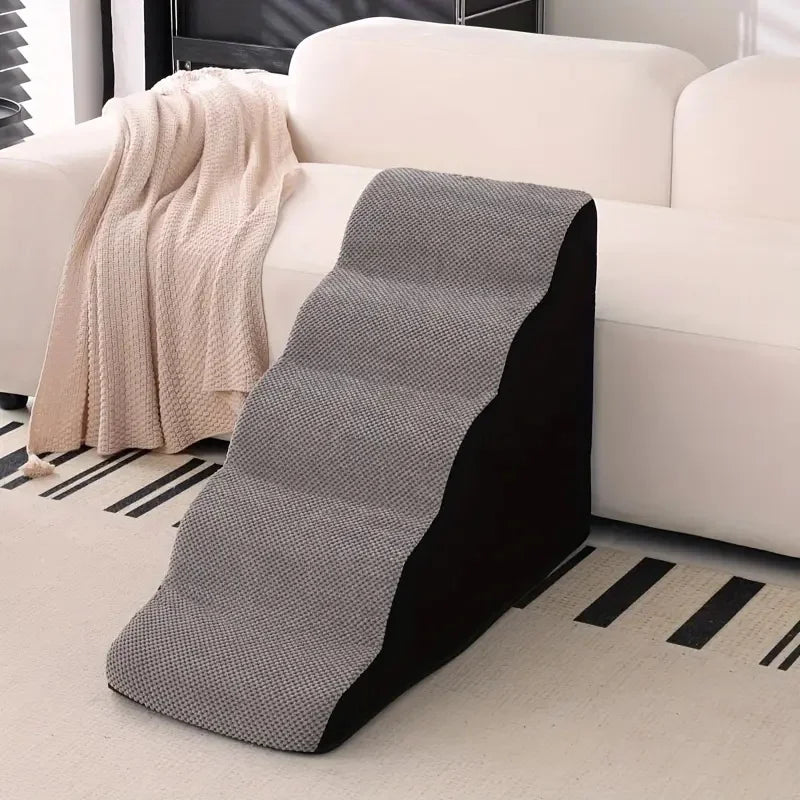 Detachable Washable High-Density Foam Pet Stairs 4-5 Step Ramp for Small Dogs & Cats L/XL Grey 02-XL