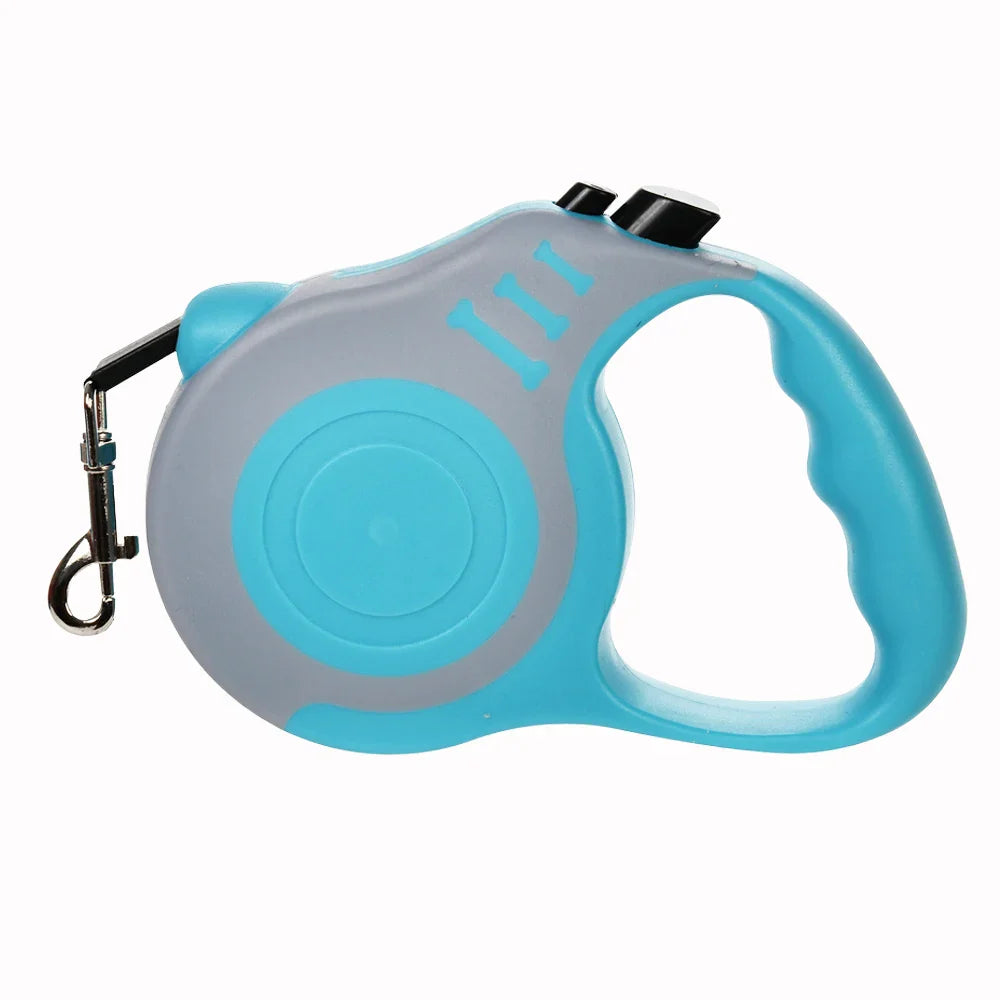 Retractable Dog Leash 3m (10ft) / 5m (16ft) Nylon Quick-Release Leash for Small to Large Dogs — Walking, Hiking & Travel Blue And Gray China Mainland