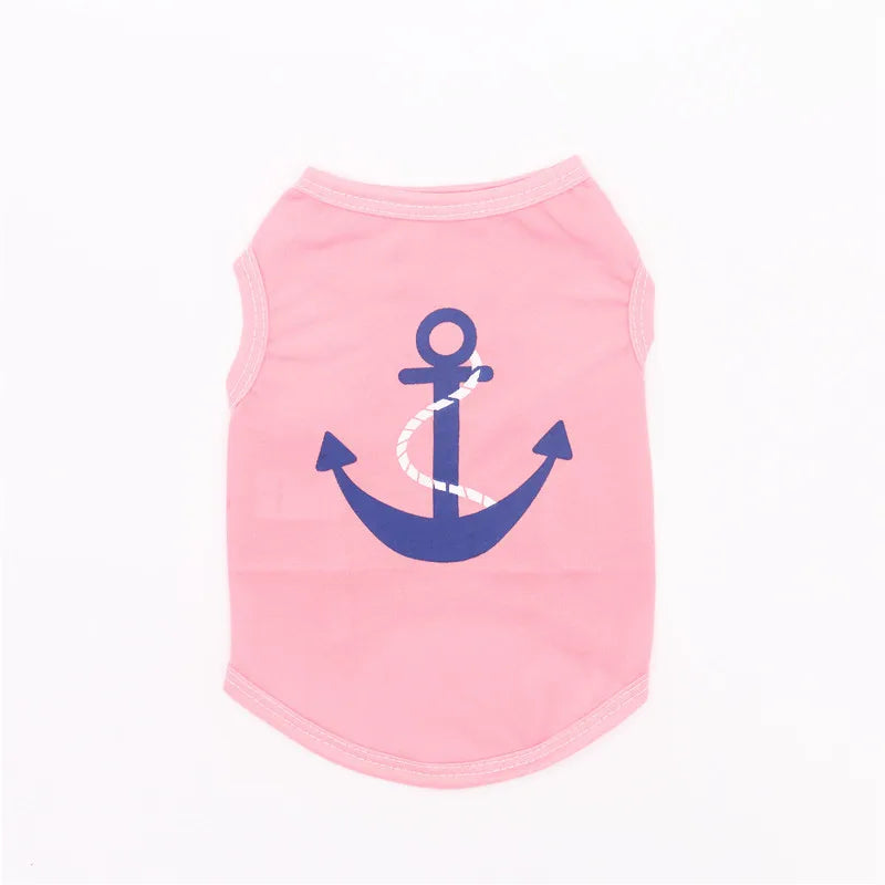 Security Clothing for Dogs Summer Pet T-shirt Costume Rose Anchor