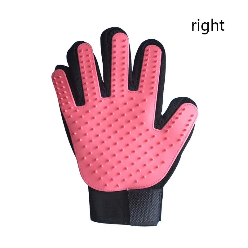 Silicone Pet Grooming Glove – Single Right-Hand Deshedding Brush & Massage Mitt for Dogs & Cats, 16×24 cm (6.3×9.4 in) pink right