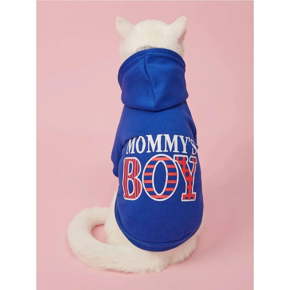 Pet Clothes for Dog Cat Puppy Hoodies Coat MOMMY'S BOY Sweatshirt Dog Outfits for Small Medium Dog Cat