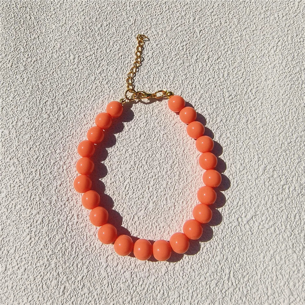 Dogs Necklace Extension Chain Design Pet Collar Fashion Dogs Faux Pearls Necklace Loop DIY Cat Dog Grooming Accessory orange