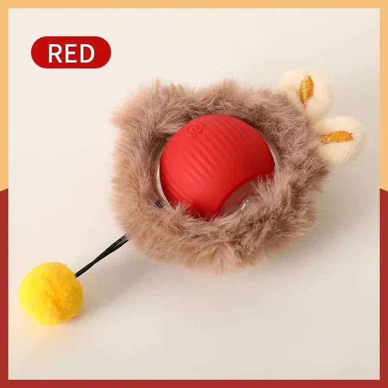 Interactive Cat Ball | Automatic Rolling Toy with Motion Sensors Plush-Red B
