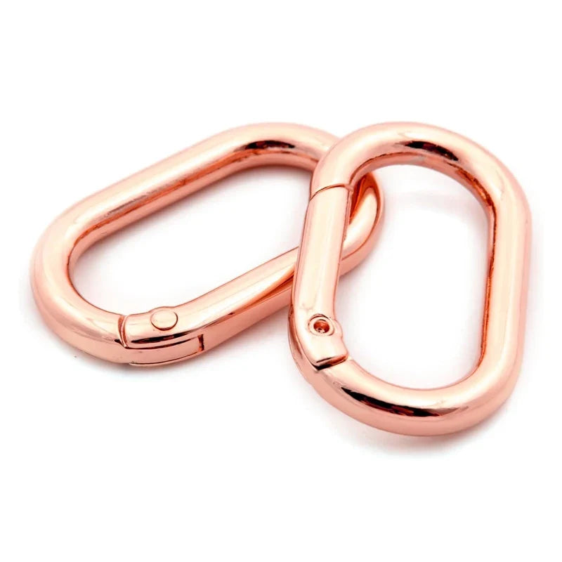 5pcs Metal Oval O Ring Spring Clasp Openable Round Carabiner Keychain Clips Hook Dog Chain DIY Jewelry Buckle Rose