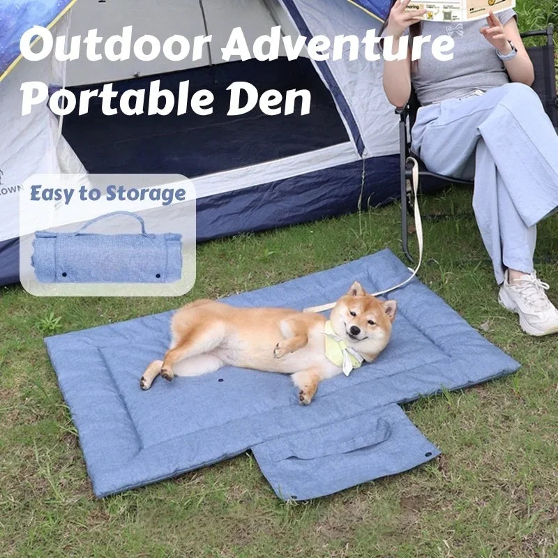 All-Season Portable Pet Bed for Outdoor & Indoor Use: Waterproof, Chew-Resistant Mat for Dogs and Cats with Easy-Clean Design