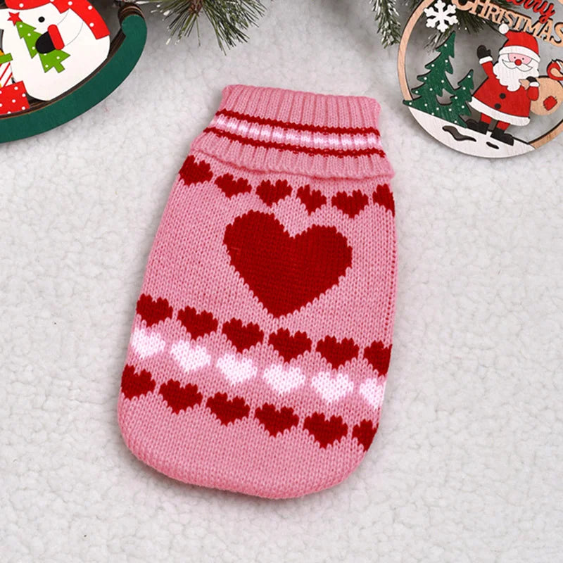 Christmas Cat Sweater Winter Warm Pet Costume for Cats Kedi katten Sphynx Clothing Mascotas Clothes for Dog Animals ropa de gato Pink Love China Mainland
