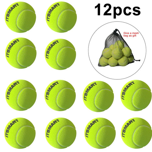 6 or 12-Pack Practice Tennis Balls with Mesh Carry Bag – High-Elasticity Training & Dog Play Balls (65 mm / 2.56 in)