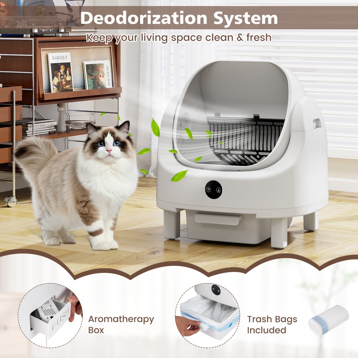 Self-Cleaning Cat Litter Box with APP Control & Open Top
