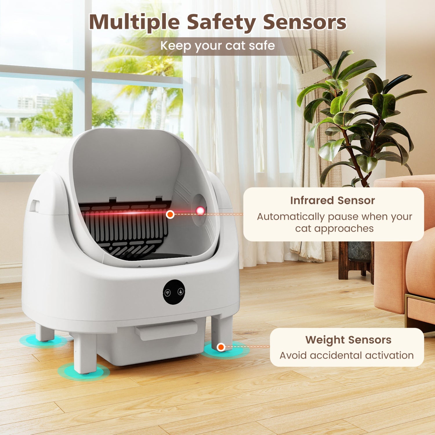 Self-Cleaning Cat Litter Box with APP Control & Open Top