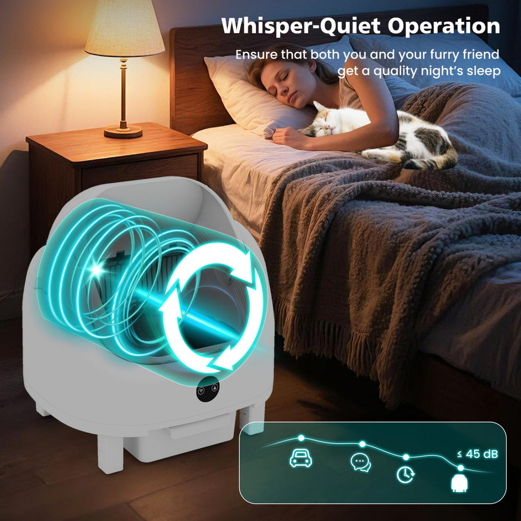 Self-Cleaning Cat Litter Box with APP Control & Open Top