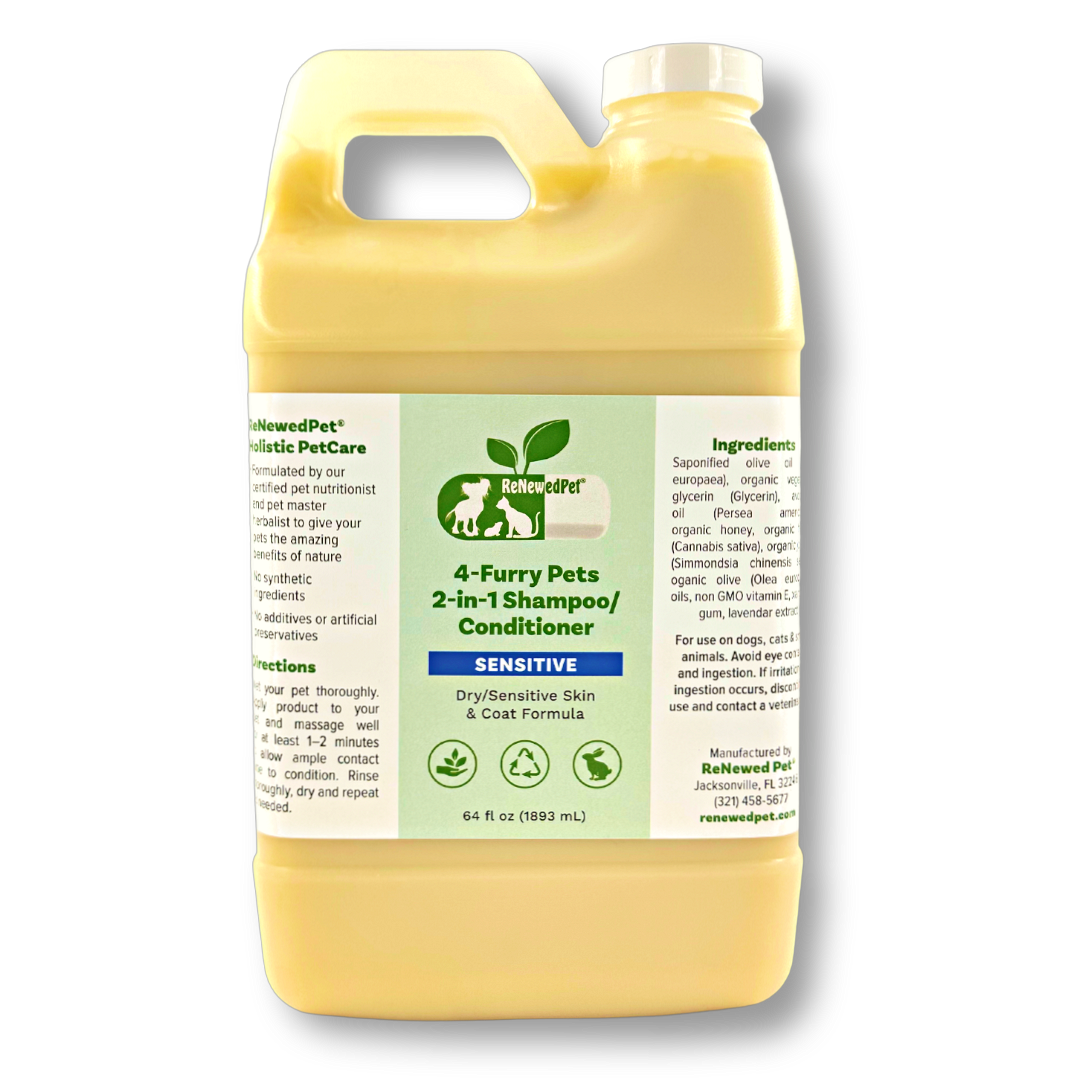 4-FURRY PETS 2-IN-1 *SENSITIVE SHAMPOO + CONDITIONER ECONOMY 64 OZ. - ($2.28 oz.)