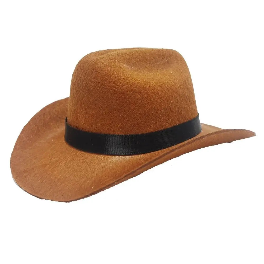 Adjustable Pet Cowboy Hat for Small Dogs & Cats – Funny Western Headwear, Summer Costume Accessory (5.3×4.3×2.4 in / 13.5×11×6 cm) brown-ribbon