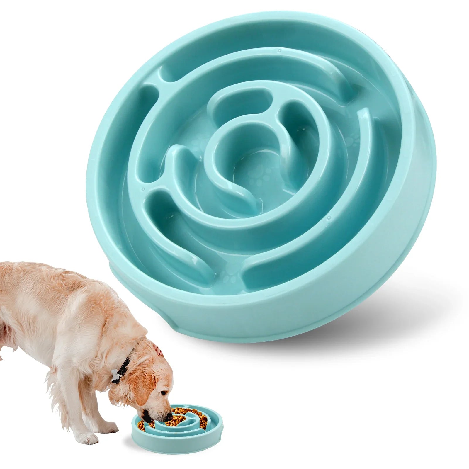 Pet Dog Slow Feeder Bowl Fun Non Slip Anti-Gulping Slower Food Feeding Dishes Eco Dog Bowl for Small Medium Large Dogs Puppy Macaron Blue
