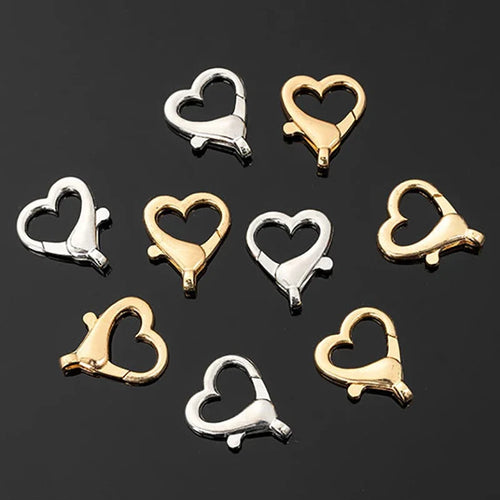 10pcs Heart Shaped Spring Clasps Metal Lobster Clasps Bag Clips Hook Dog Chain Buckles DIY Keychain Jewelry Making Accessories Mix