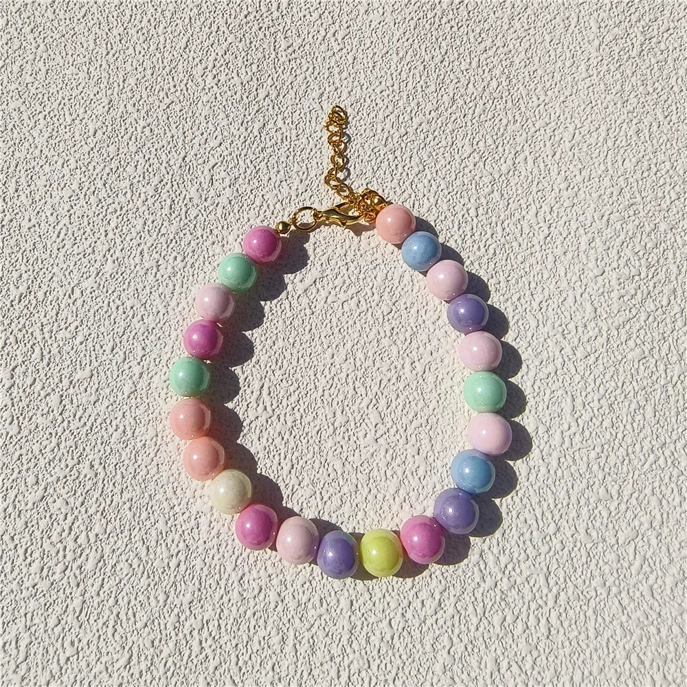 Dogs Necklace Extension Chain Design Pet Collar Fashion Dogs Faux Pearls Necklace Loop DIY Cat Dog Grooming Accessory colorfulB