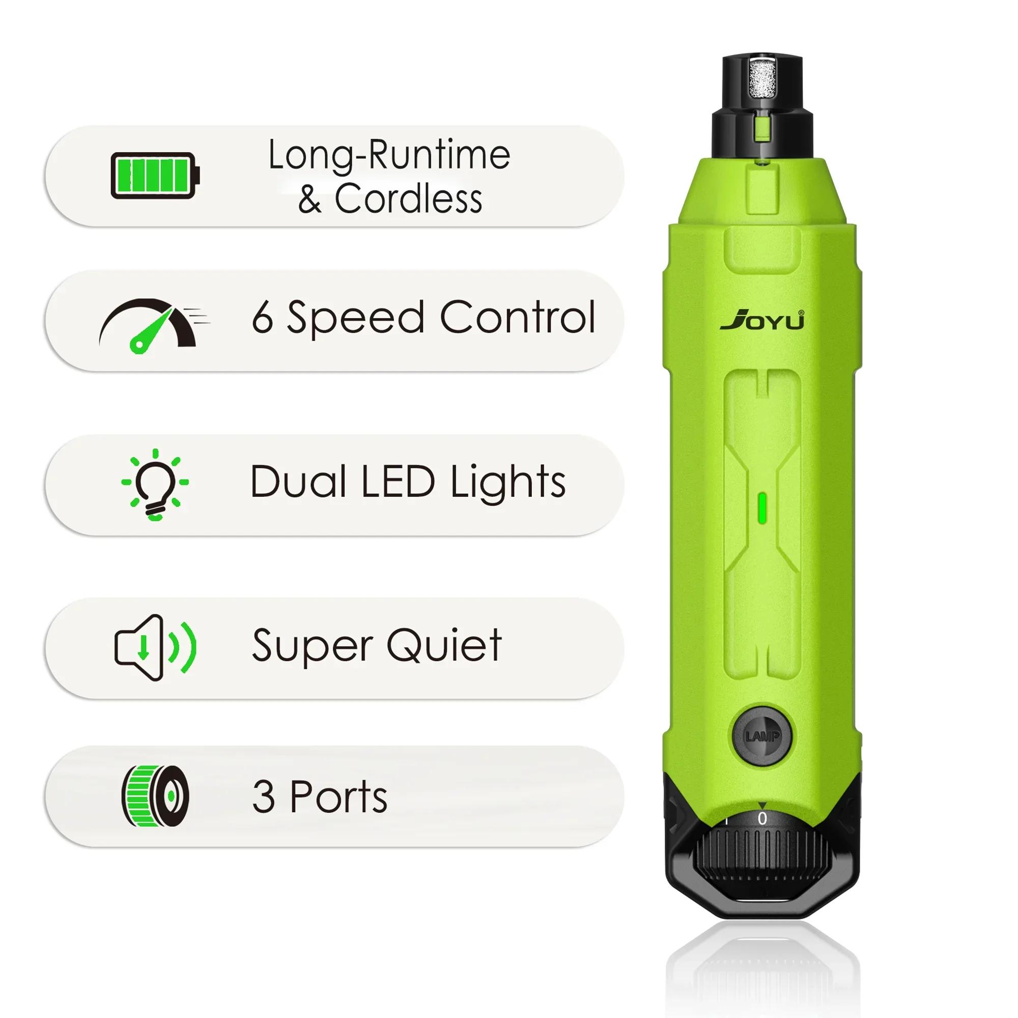 6-Speed Rechargeable Dog Nail Grinder Quiet Electric Pet Nail Trimmer for Painless Paw Grooming N60 Fruit Green China Mainland