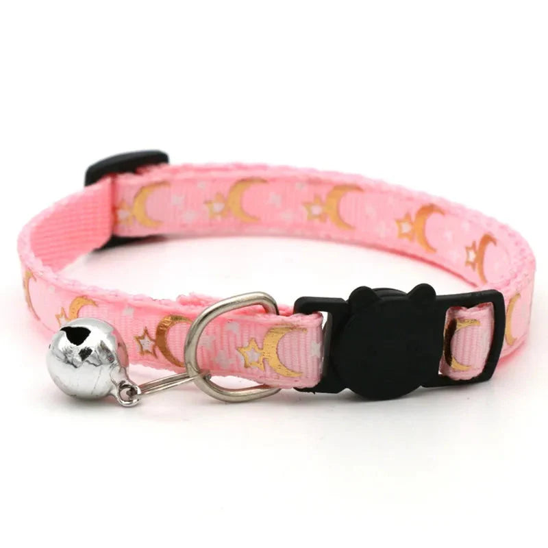 Colorful Pet Collar with Bell – Adjustable for Cats & Small Dogs C pink
