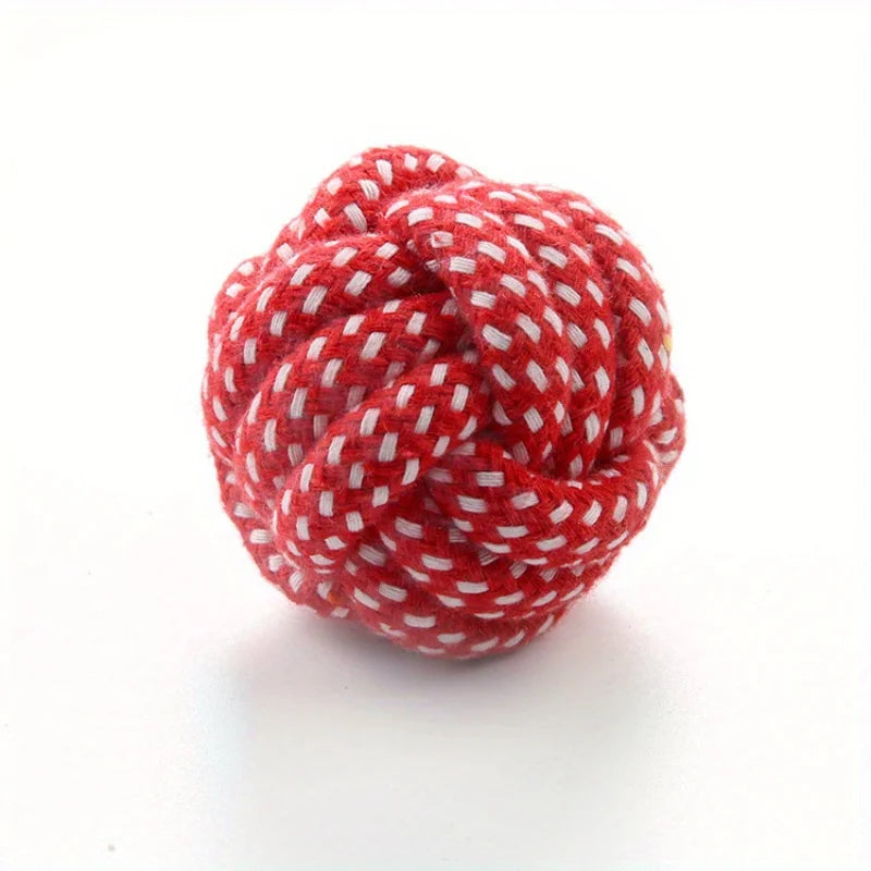 Candy-Colored Cotton Rope Ball Chew Toy for Dogs & Cats — Durable Tug & Fetch Pet Toy Red S