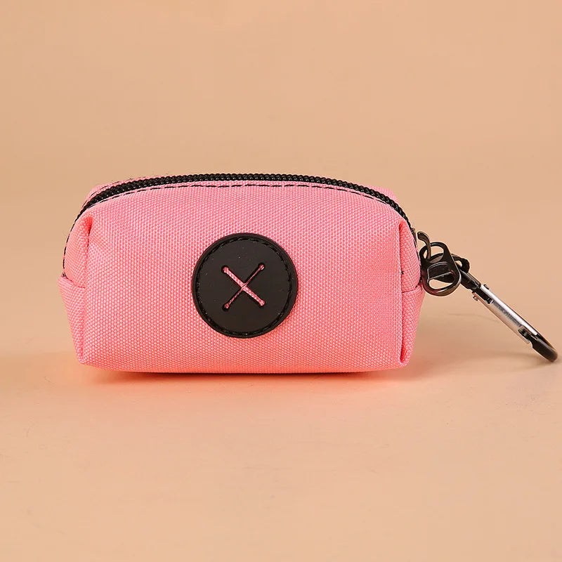 Canvas Dog Poop Bag Holder | Outdoor Pet Waste Bag Dispenser with Carabiner Clip Pink