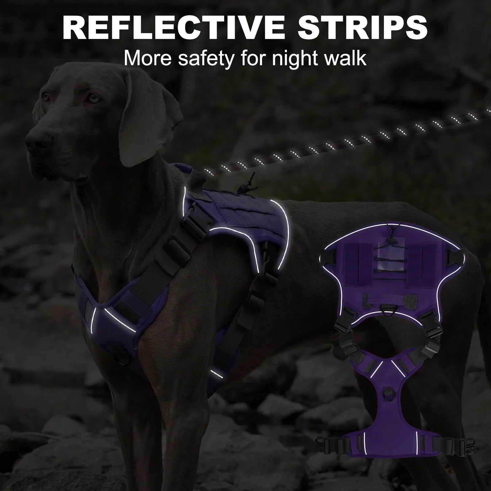 Tactical Dog Harness for Small Medium Large Dogs No Pull Adjustable Pet Harness Reflective Working Training Easy Control Vest