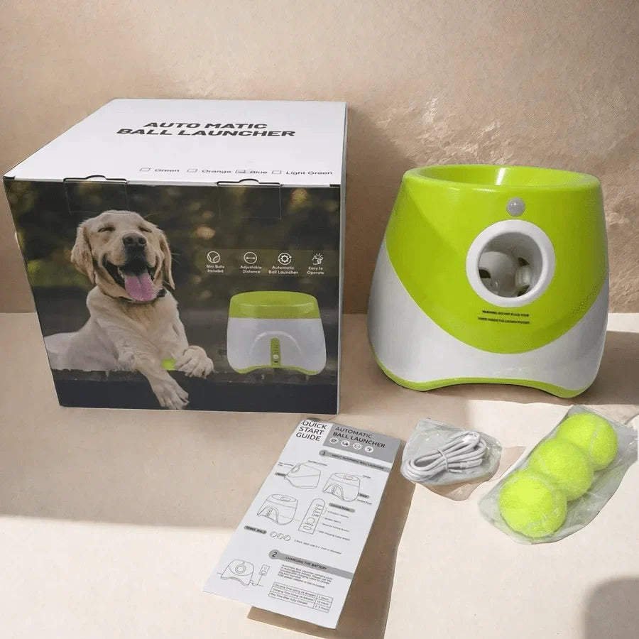 Automatic Dog Ball Launcher – Rechargeable USB Interactive Tennis Thrower, 5.8 cm Balls for Medium & Large Dogs light green