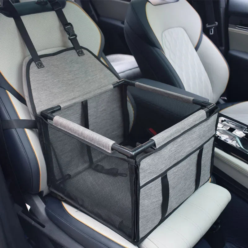 Waterproof Travel Dog Car Seat Hammock – Pet Carrier for Small & Medium Dogs (15.4 x 15.4 x 10.6 in / 39 x 39 x 27 cm) Light Grey
