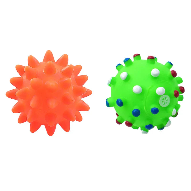 Squeaky Pet Dog Ball Toy for Small Dogs | Interactive Rubber Chew Toy Ball Set 2 1pcs random color Default