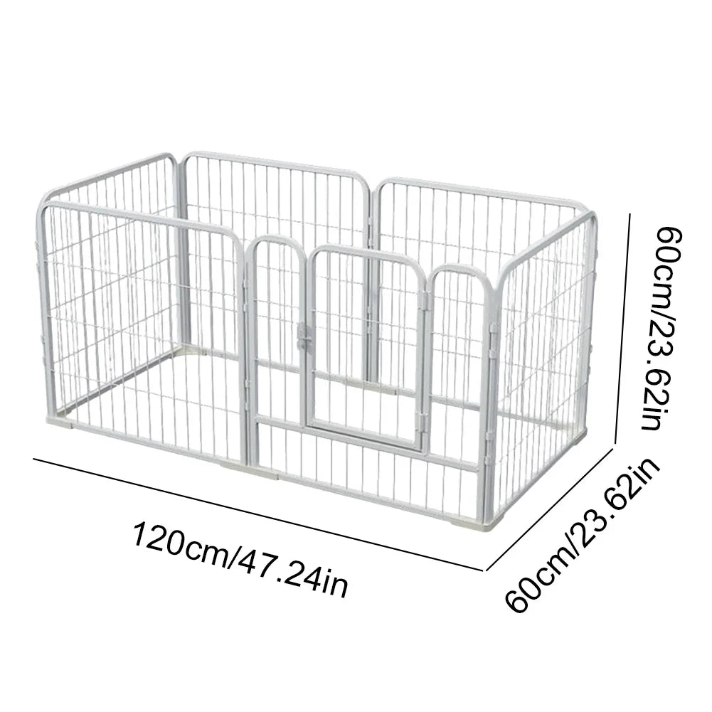 6 Panels Dog Fence Playpen Foldable Exercise Puppy Kennel Cage Heavy Duty Dog Exercise Fence for Dog Cat Rabbit Pet Exercise White