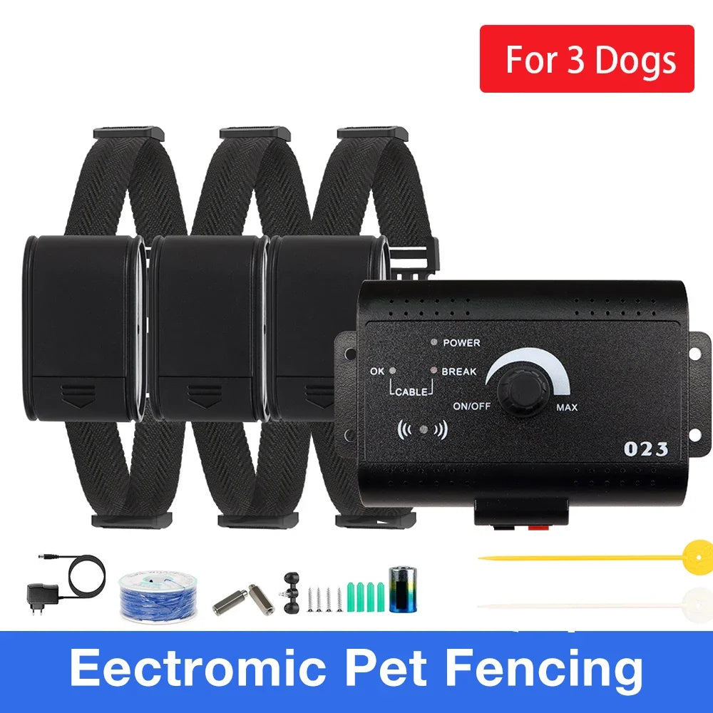 1.2 Acres Electronic Pet Fence System Adjustable Control Range Dog Fencing Dog Training Collar Electric Dog Sound Shocked Collar for 3 dogs China Mainland